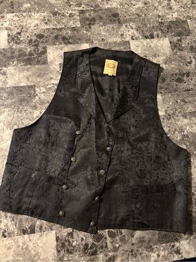 Men's Black Floral Jacquard Dress Vest